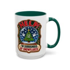 Help! I'm Surrounded By Snowflakes - Color Accent Mug – Funny Sarcastic Christmas - Image 21