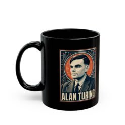 Alternative view of Alan Turing – Black Mug – Codebreaker, Visionary, Computing Pioneer