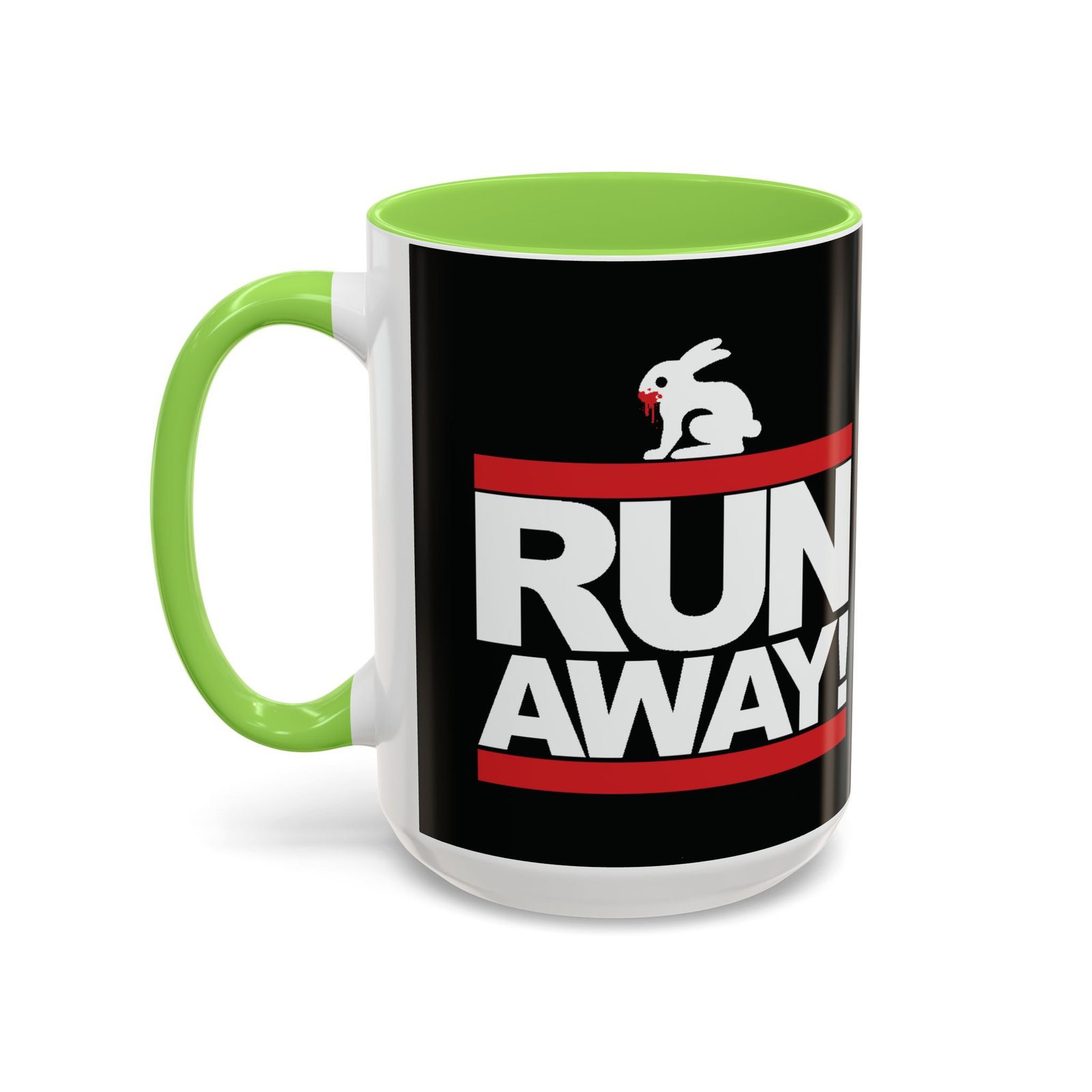 Run Away! Killer Rabbit – Color Accent Mug – Monty Python – Retro Hip-Hop Style - Image 16