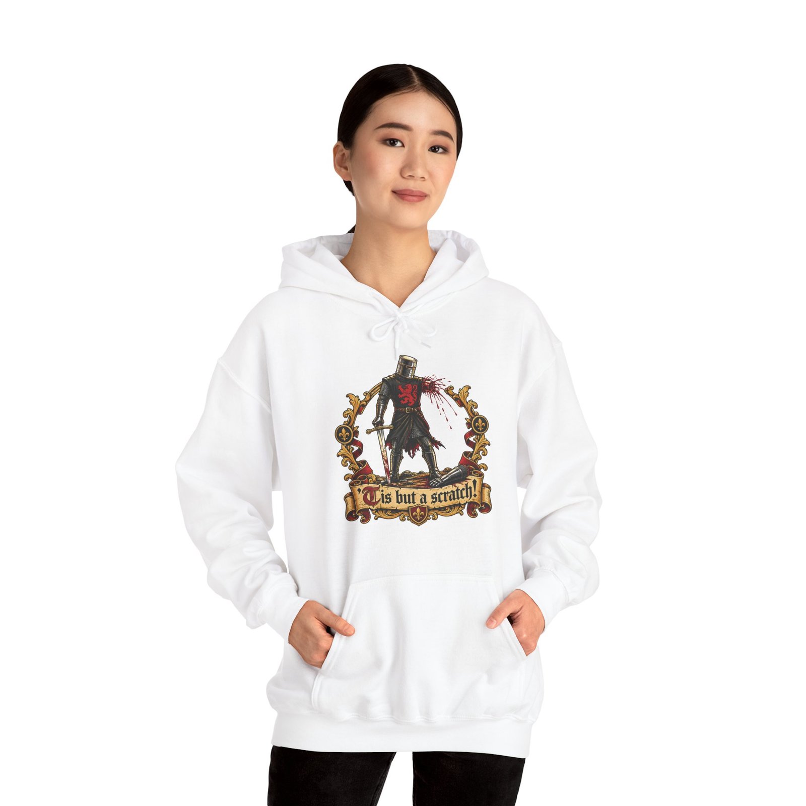 'Tis But A Scratch - Unisex Hoodie – Funny Monty Python - Black Knight - Image 8