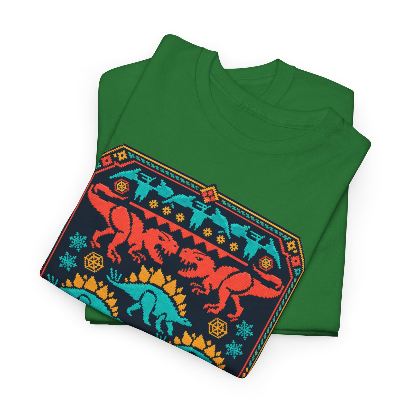 Dino-Mite Christmas - Unisex T-Shirt – Funny Dinosaur - Ugly Christmas Sweater - Image 2