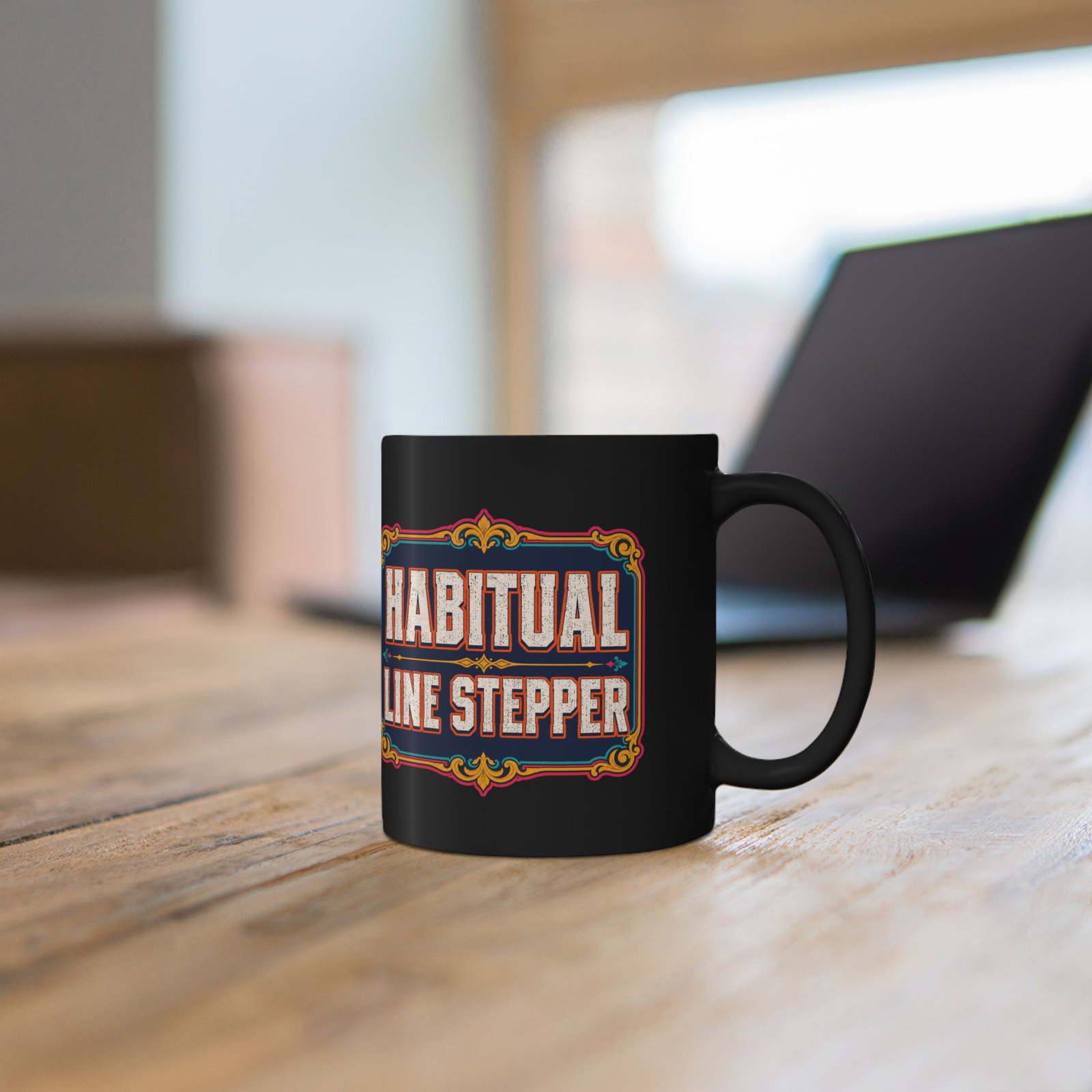 Habitual Line Stepper - Black Mug – Sip Bold, Step Over Lines - Image 6