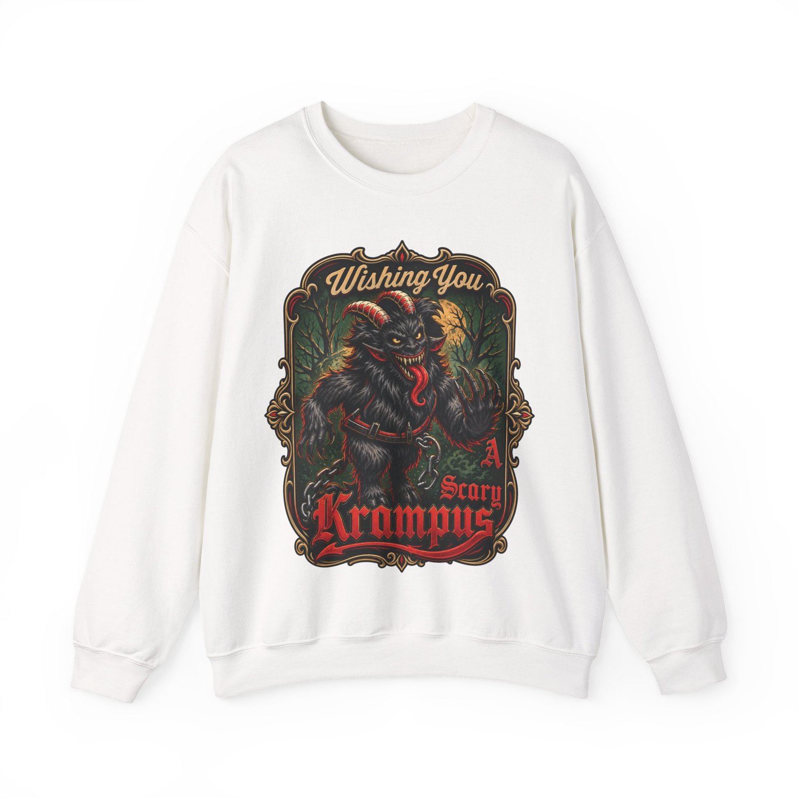 Wishing You a Scary Krampus - Unisex Sweatshirt – Dark Christmas Horror - Image 12
