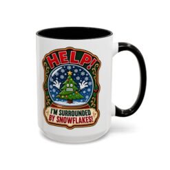 Help! I'm Surrounded By Snowflakes - Color Accent Mug – Funny Sarcastic Christmas - Image 15