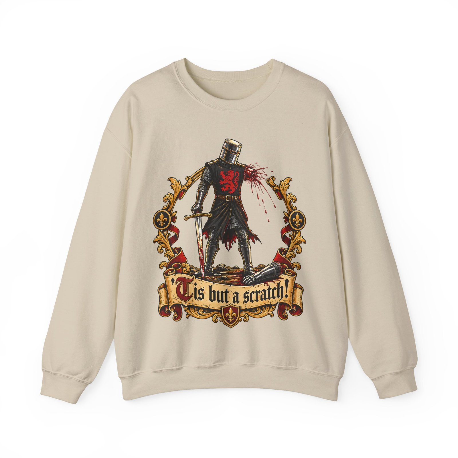'Tis But A Scratch - Unisex Sweatshirt – Funny Monty Python Black Knight - Image 15