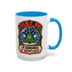 Help! I'm Surrounded By Snowflakes - Color Accent Mug – Funny Sarcastic Christmas - Image 23