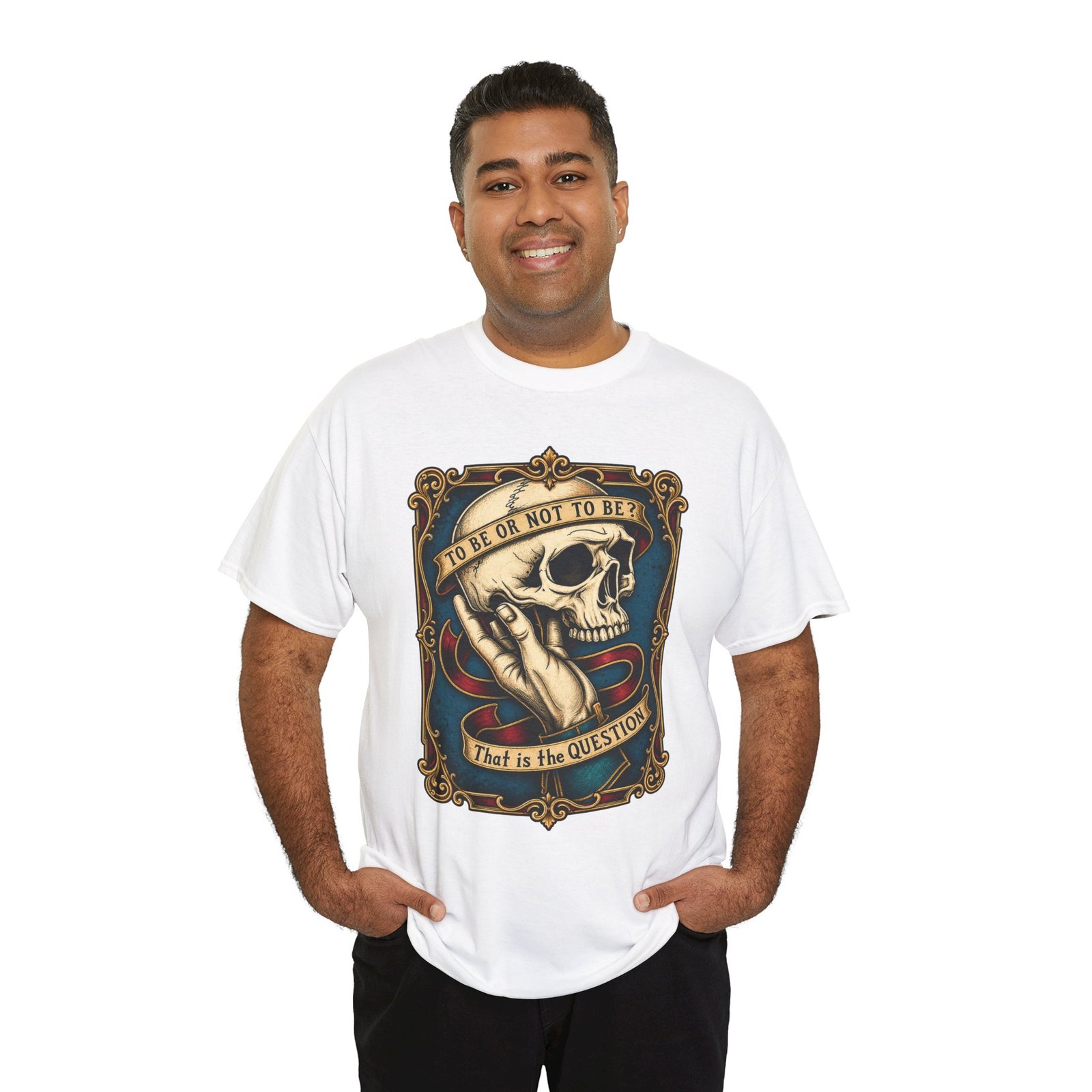 To Be or Not To Be - Unisex T-Shirt – Shakespeare Hamlet Skull - Image 11