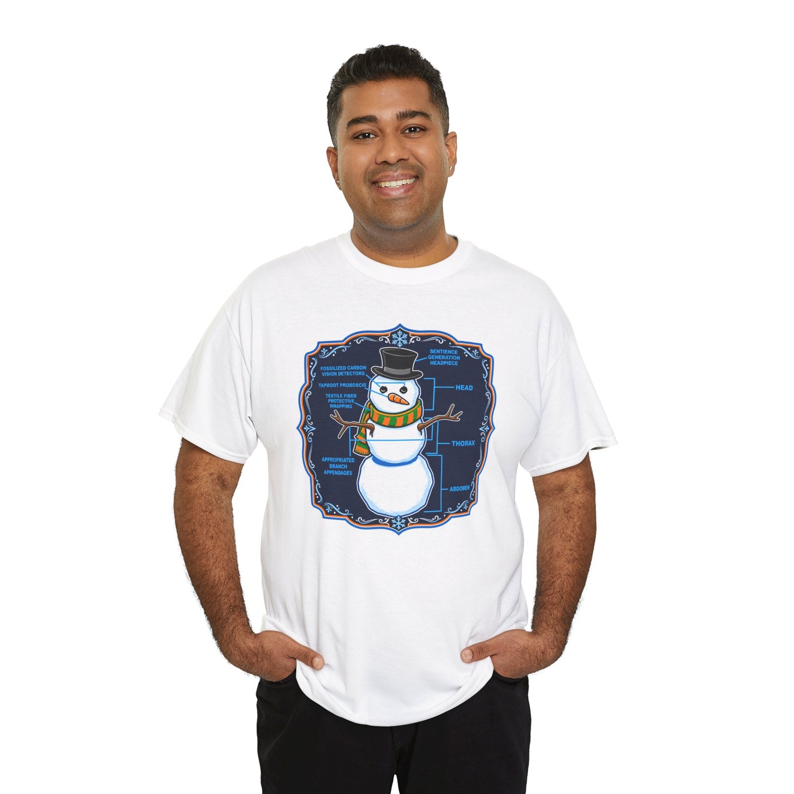 Snowman Anatomy - Unisex T-Shirt – Funny Christmas - Winter Science Diagram Tee - Image 5