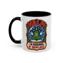 Help! I'm Surrounded By Snowflakes - Color Accent Mug – Funny Sarcastic Christmas - Image 4