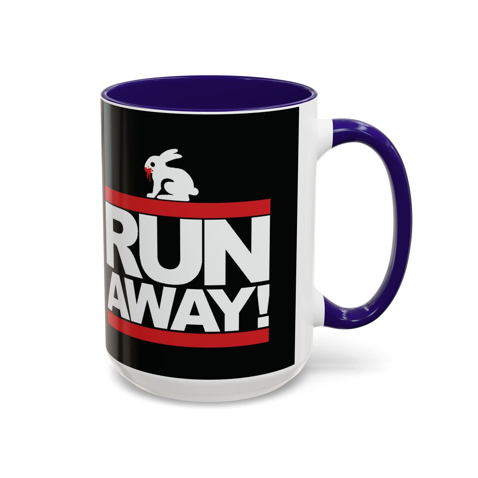 Run Away! Killer Rabbit – Color Accent Mug – Monty Python – Retro Hip-Hop Style - Image 13