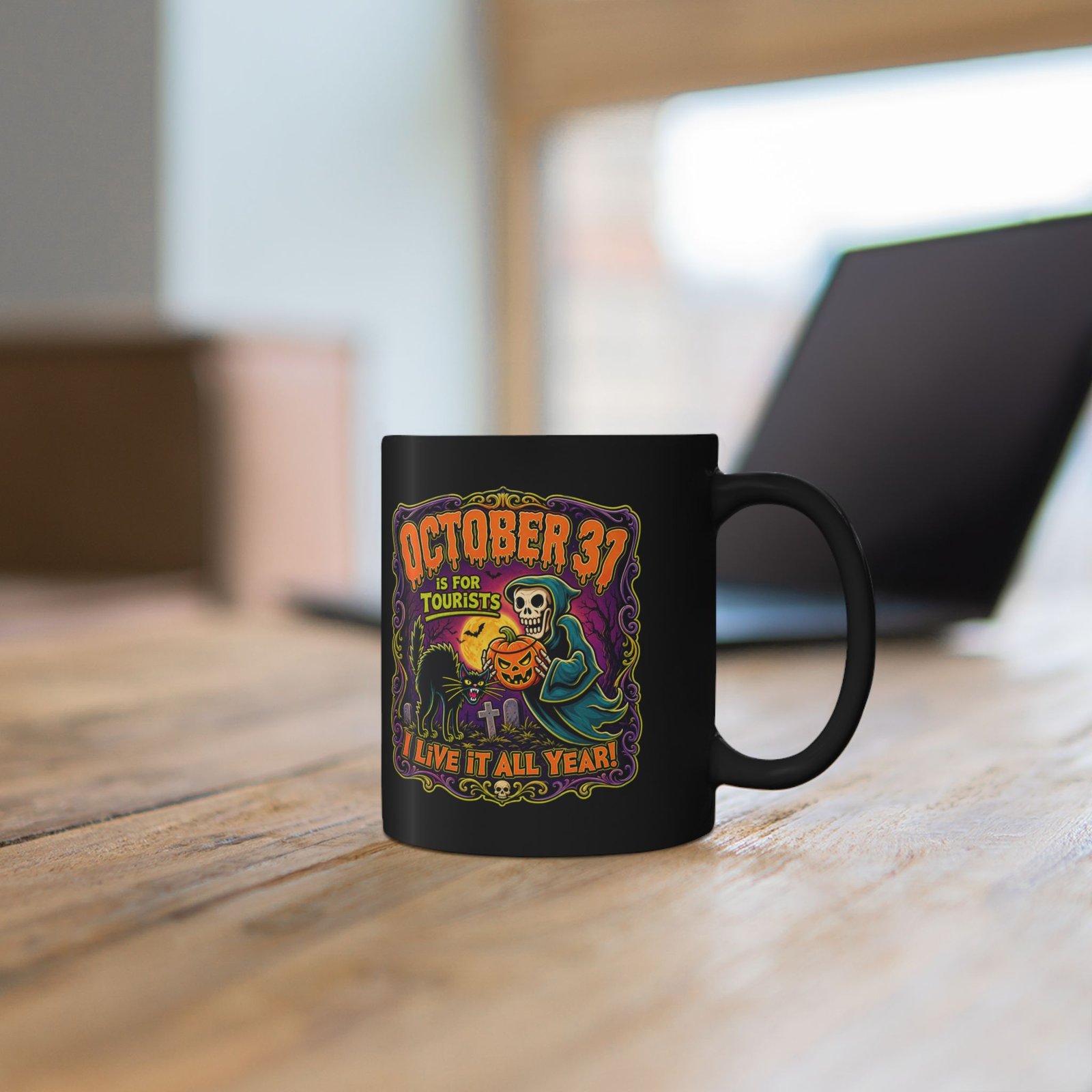 Everyday Halloween - Black Mug – October 31st Is for Tourists - Image 4