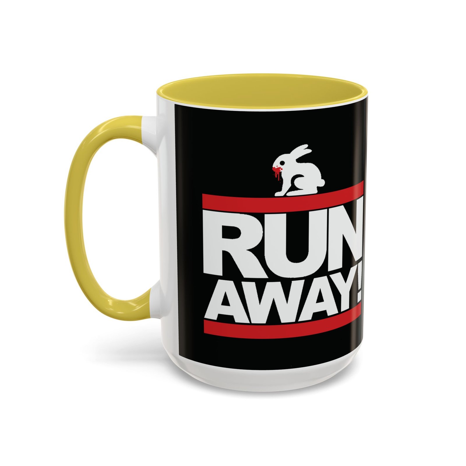 Run Away! Killer Rabbit – Color Accent Mug – Monty Python – Retro Hip-Hop Style - Image 20