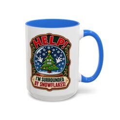 Help! I'm Surrounded By Snowflakes - Color Accent Mug – Funny Sarcastic Christmas - Image 19