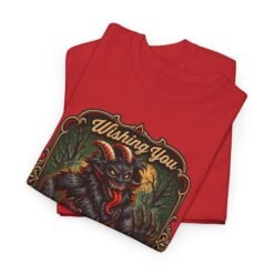Wishing You a Scary Krampus - Unisex T-Shirt – Dark Christmas Horror - Image 3