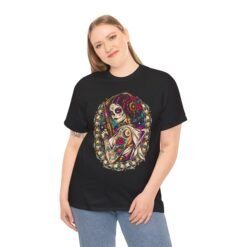 Tattooed Sugar Skull Princess - Unisex T-Shirt – Floral Cosmic Rebel - Tattoo Art - Image 3
