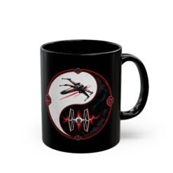 Balance of the Force – Black Mug – Yin Yang Galactic Starfighter Design