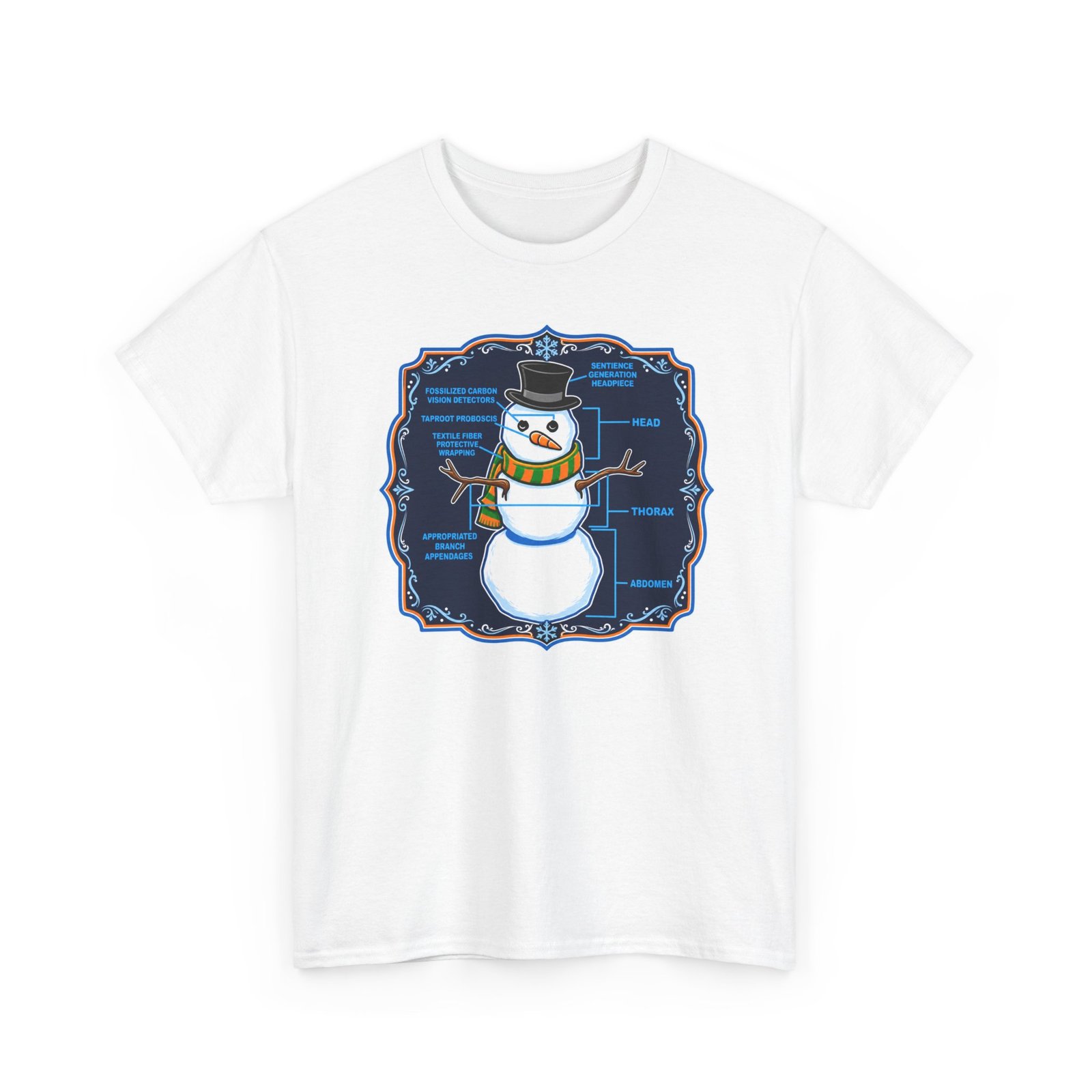 Snowman Anatomy - Unisex T-Shirt – Funny Christmas - Winter Science Diagram Tee
