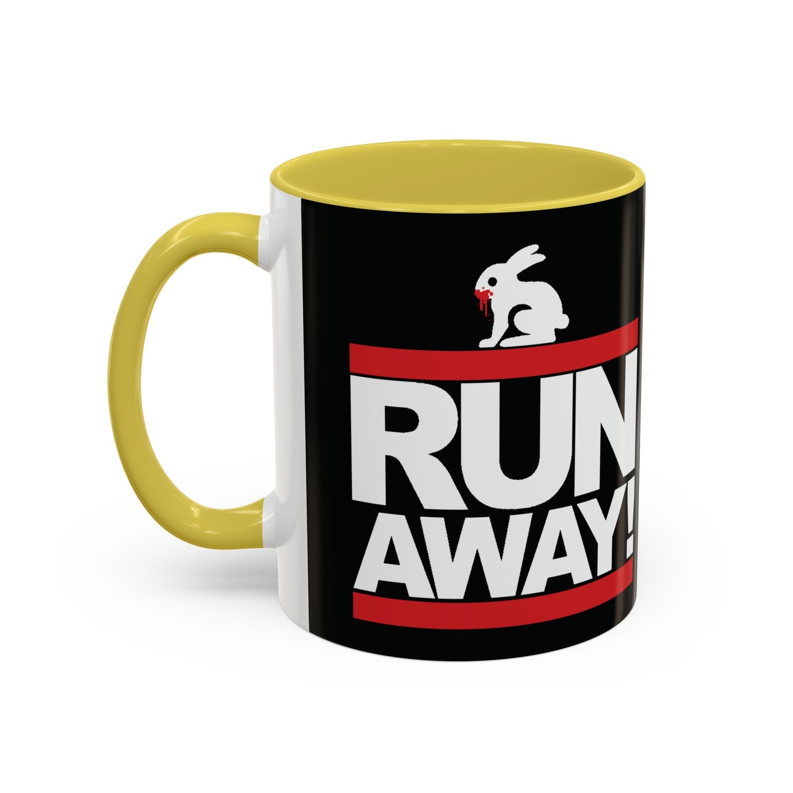 Run Away! Killer Rabbit – Color Accent Mug – Monty Python – Retro Hip-Hop Style - Image 10