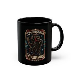 Greetings From Krampus - Black Mug – Sip with a Side of Sinister Cheer