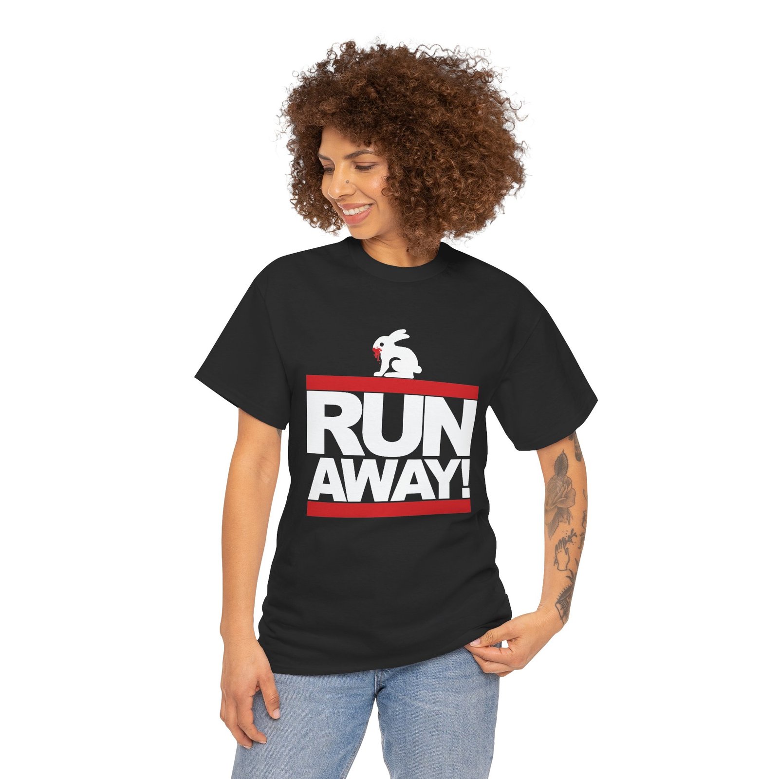 Run Away Rabbit - Unisex T-Shirt – Monty Python - Killer Rabbit - Retro Hip-Hop Style - Image 2