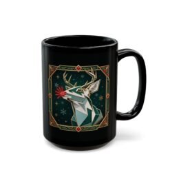 Polygon Rudolph - Black Mug – Geometric Reindeer - Image 8