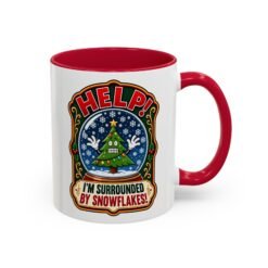 Help! I'm Surrounded By Snowflakes - Color Accent Mug – Funny Sarcastic Christmas - Image 13