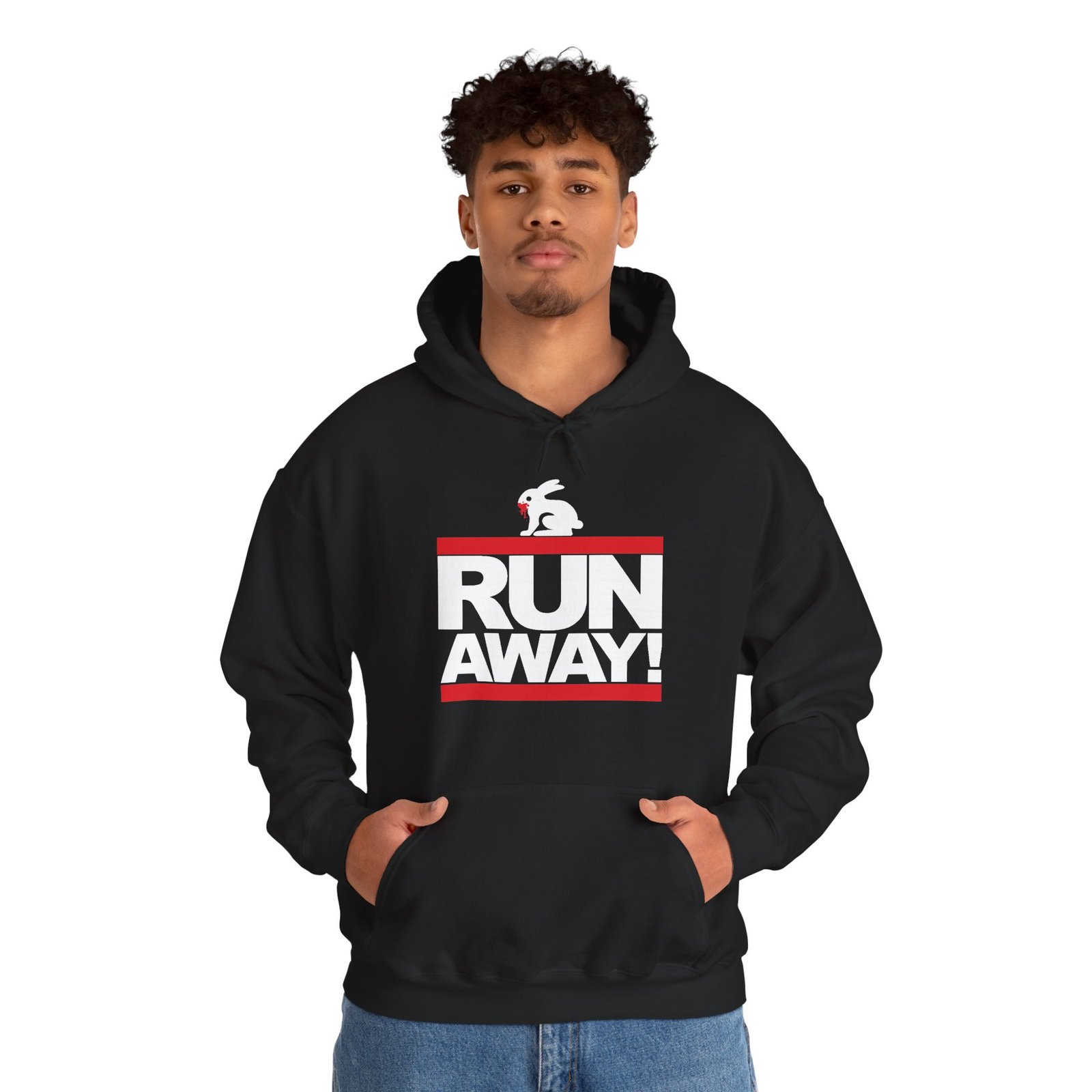 Run Away Rabbit - Unisex Hoodie – Monty Python Killer Rabbit - Retro Hip-Hop Style - Image 5