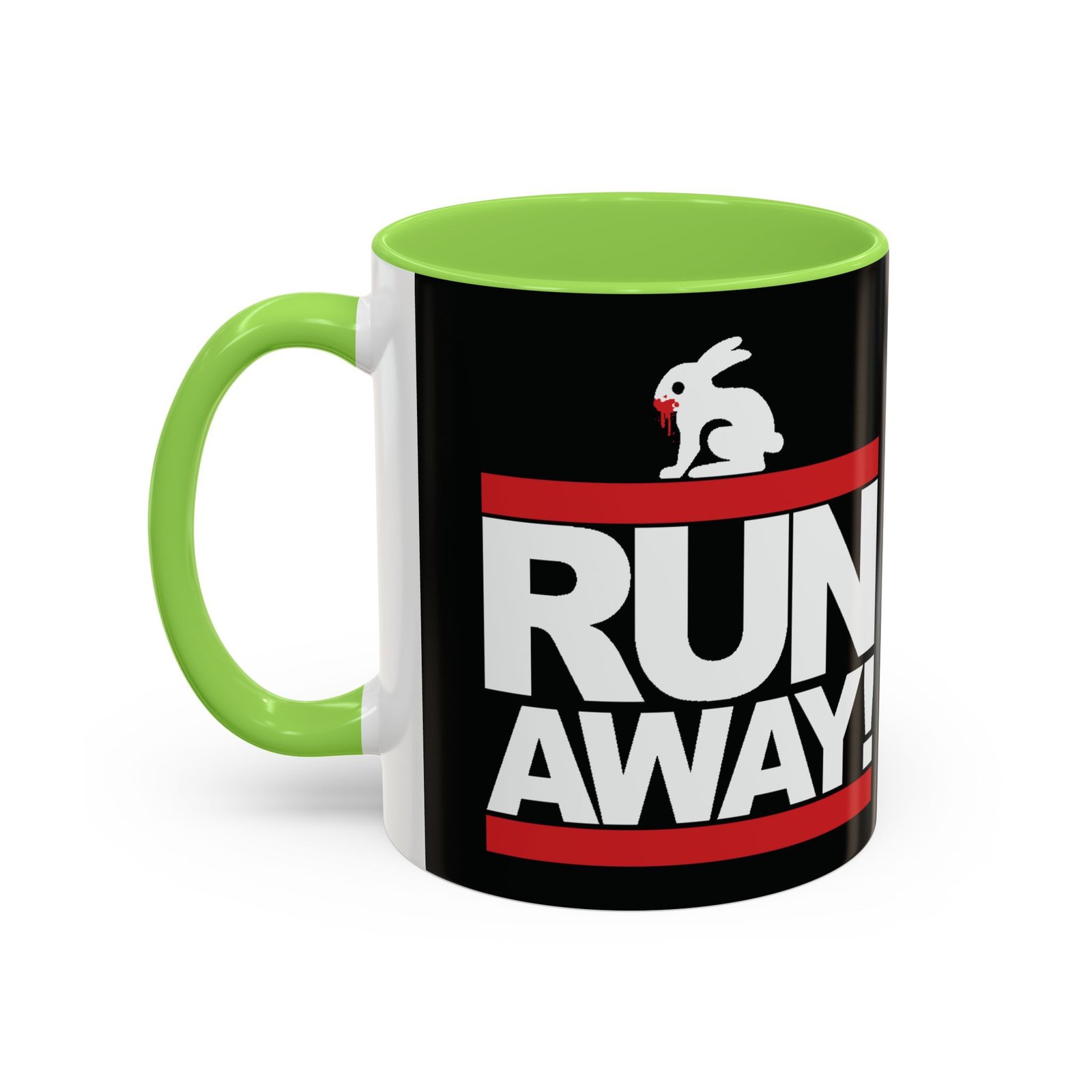 Run Away! Killer Rabbit – Color Accent Mug – Monty Python – Retro Hip-Hop Style - Image 8