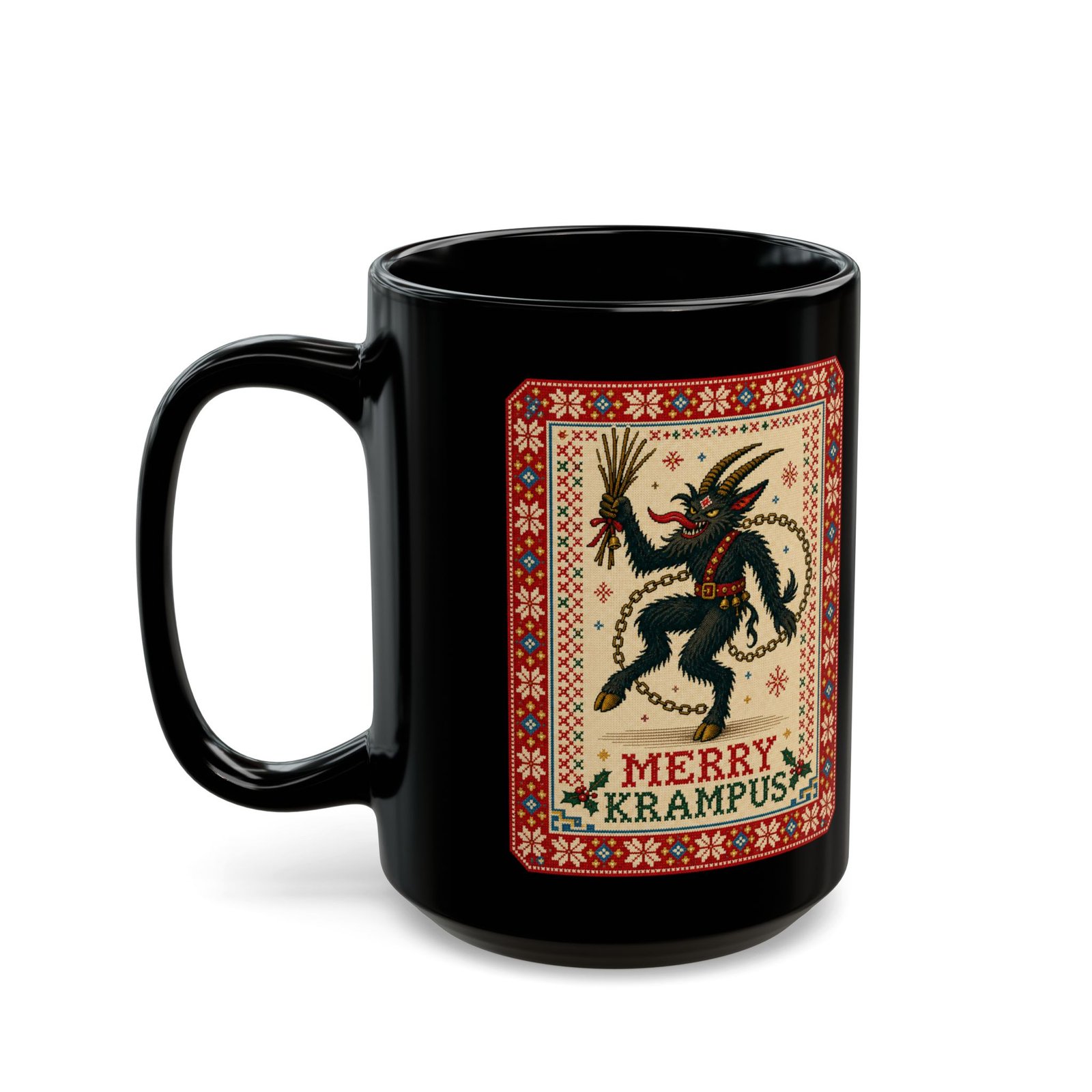 Merry Krampus - Black Mug – Sip Scares, Not Cocoa - Image 8