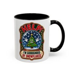 Help! I'm Surrounded By Snowflakes - Color Accent Mug – Funny Sarcastic Christmas - Image 3