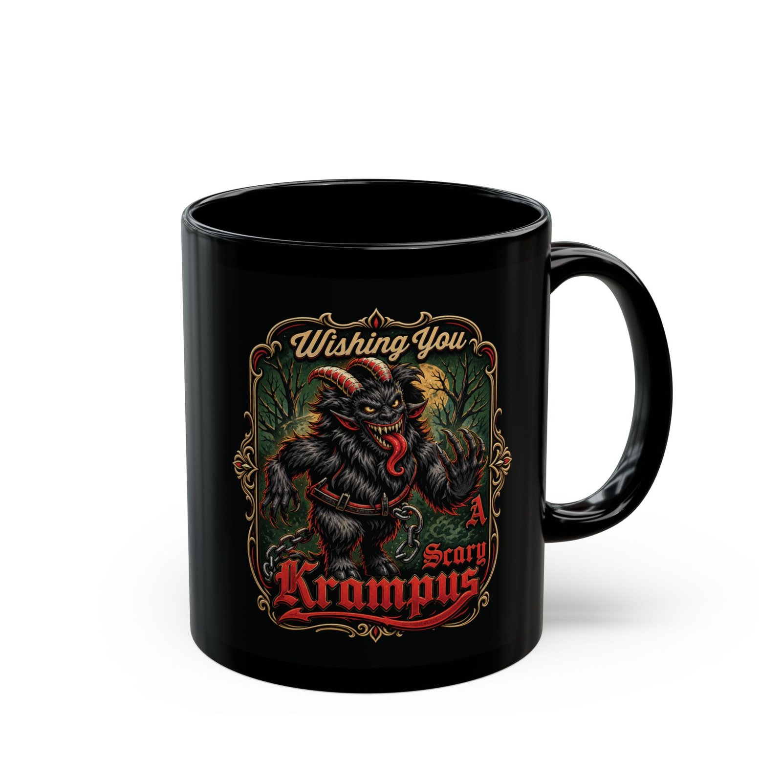Wishing You a Scary Krampus - Black Mug – Dark Christmas Horror