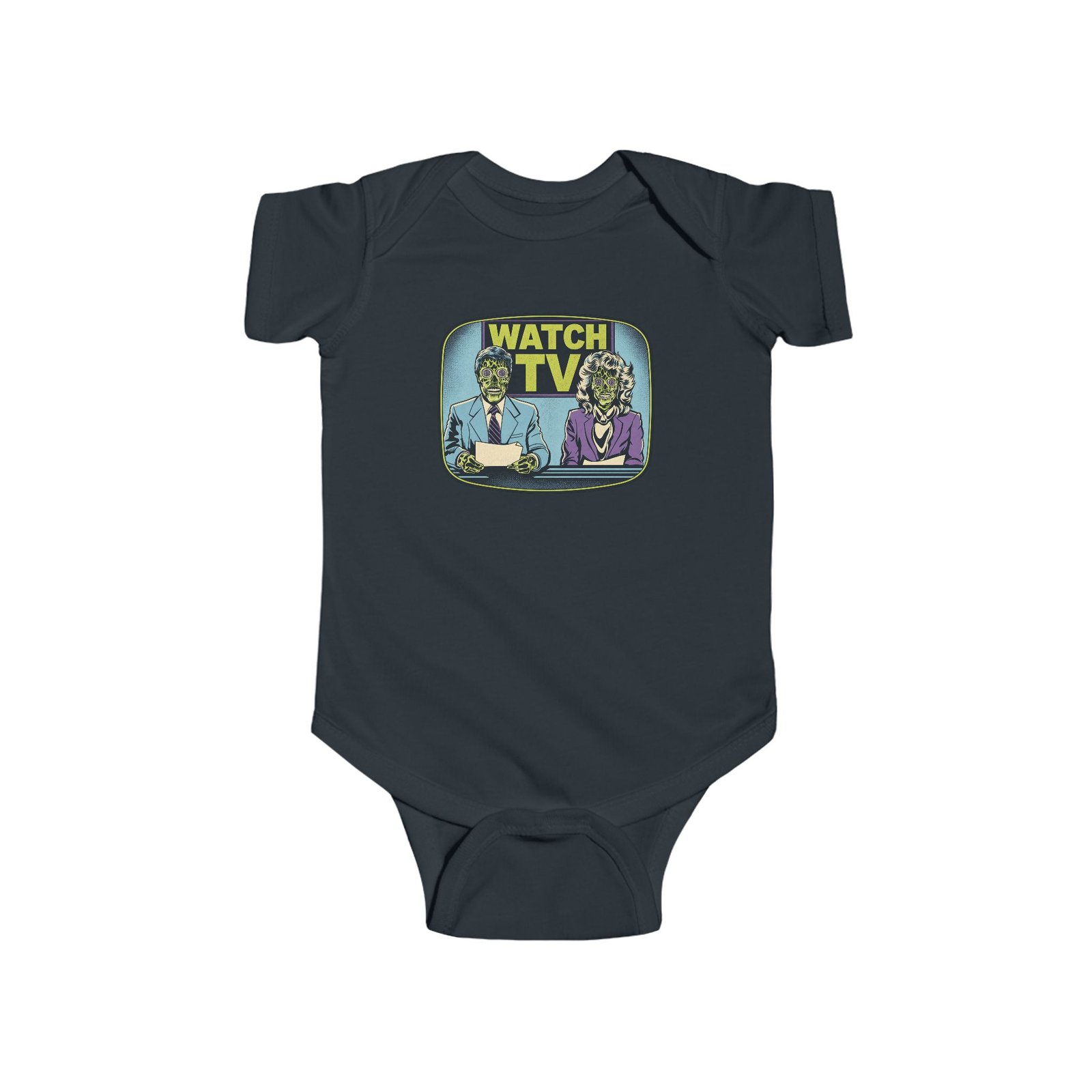 Watch TV - Baby Bodysuit – They Live, Alien News - Funny Retro Sci-Fi