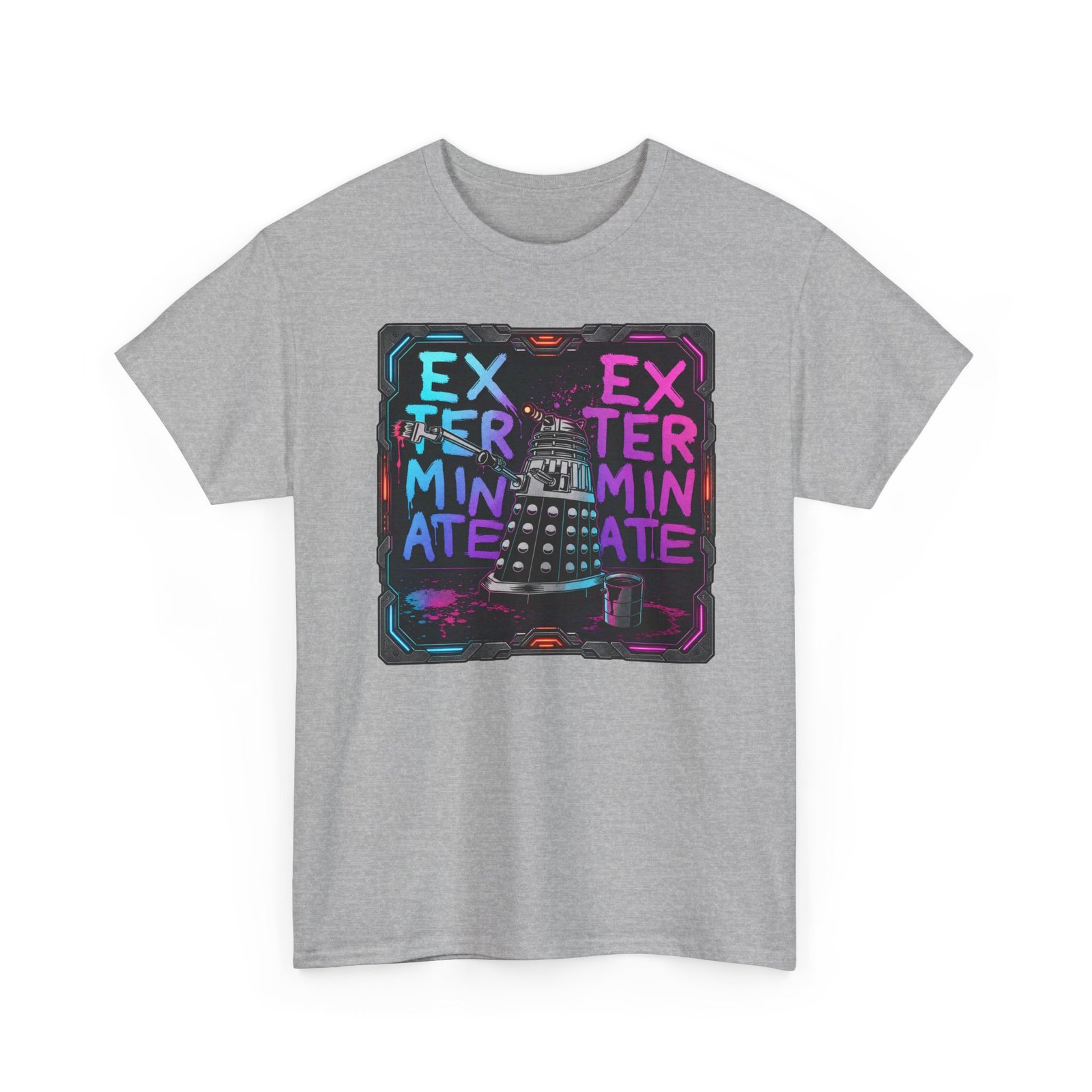Exterminate! - Unisex T-Shirt – Retro Sci-Fi - Robot Graffiti Art - Image 2