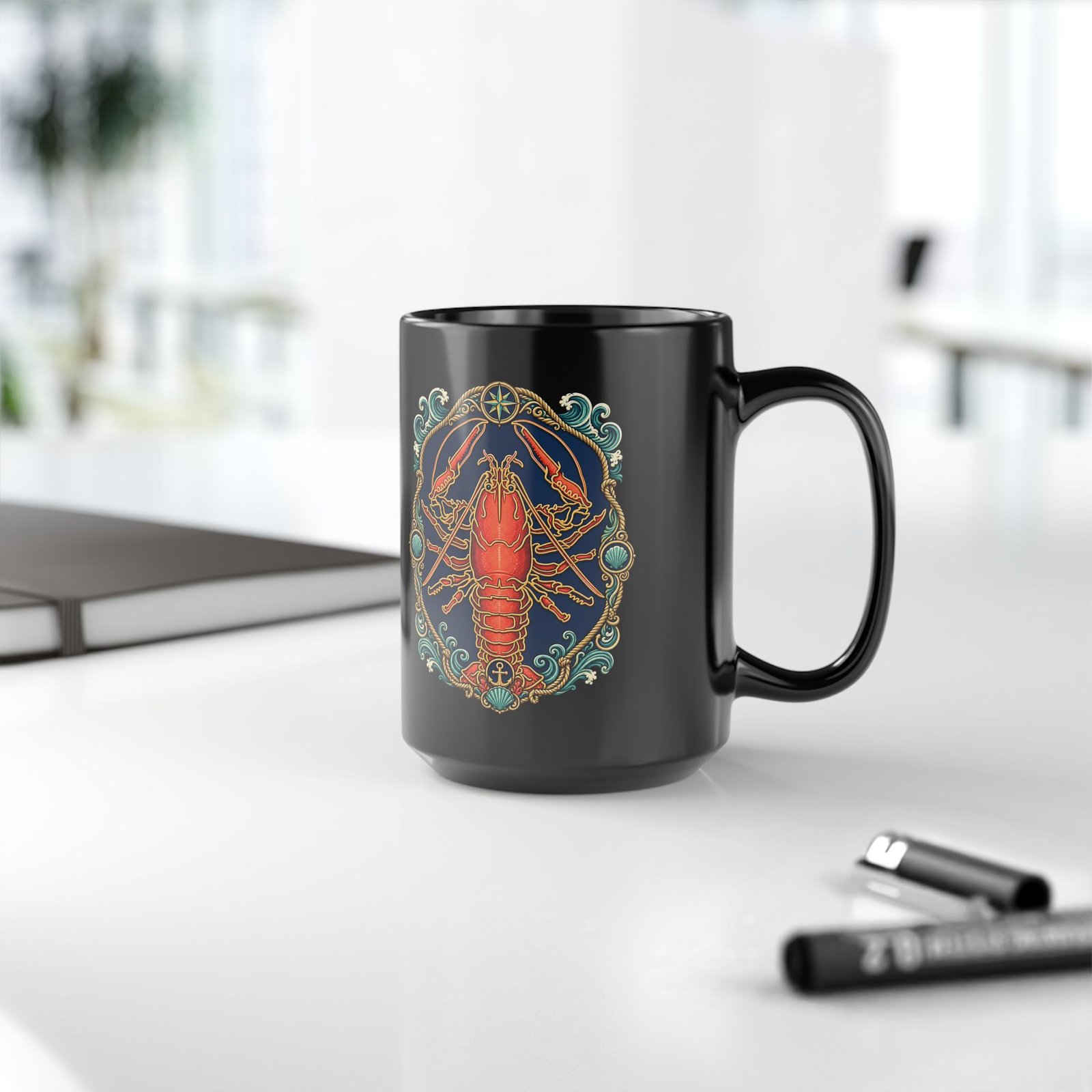 Lobster - Black Mug – Sip with Coastal Cool - Image 10