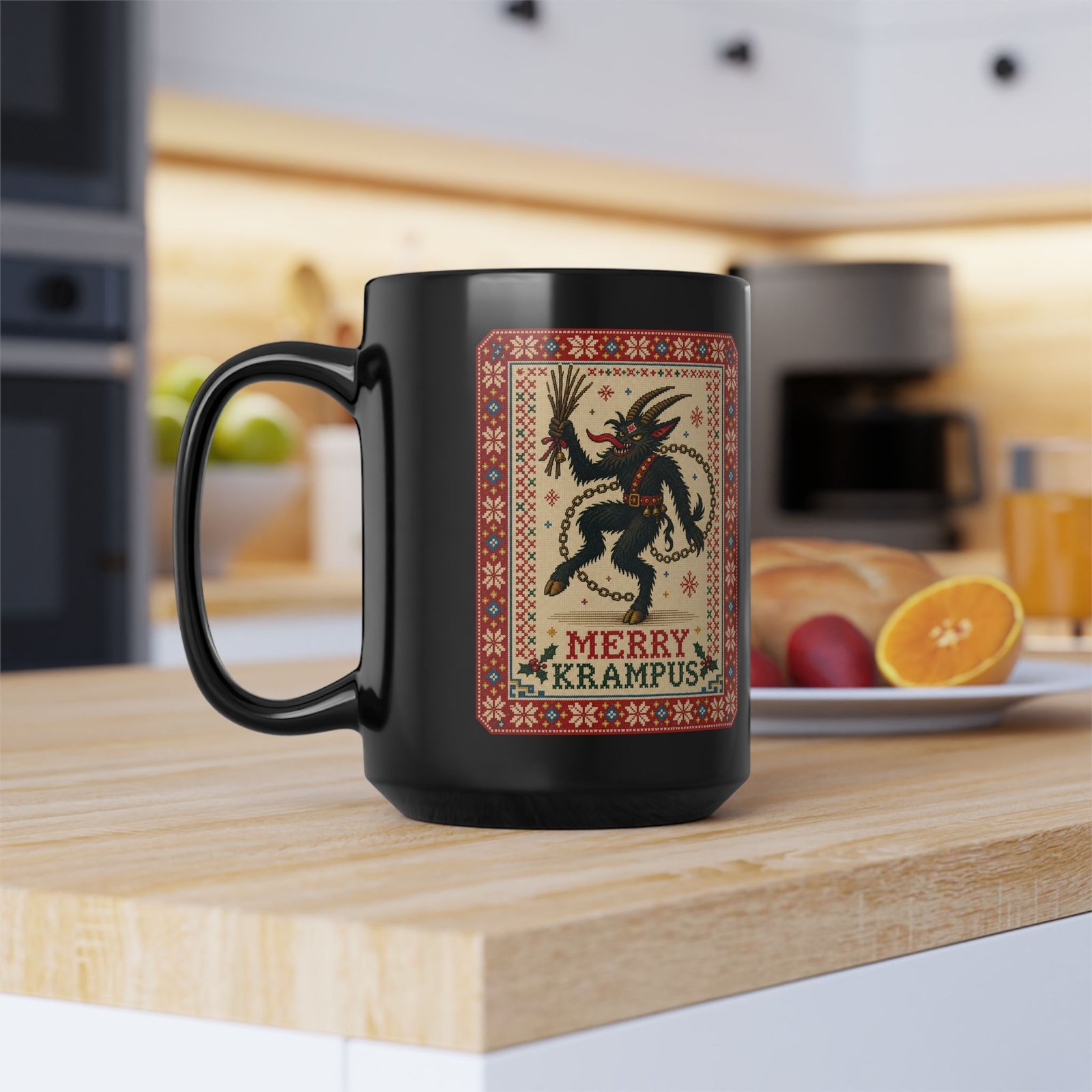 Merry Krampus - Black Mug – Sip Scares, Not Cocoa - Image 12