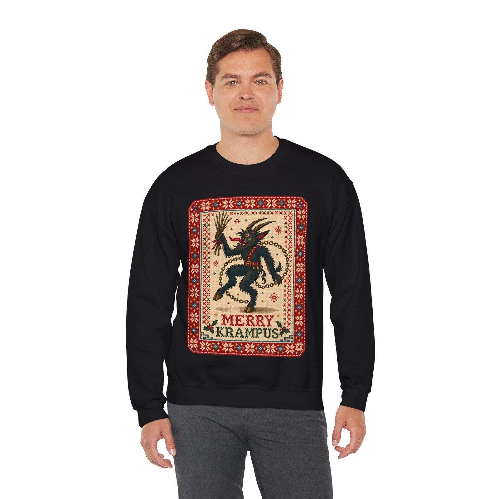 Merry Krampus - Unisex Sweatshirt – Cozy, Creepy, Claus's Worst Nightmare - Image 4