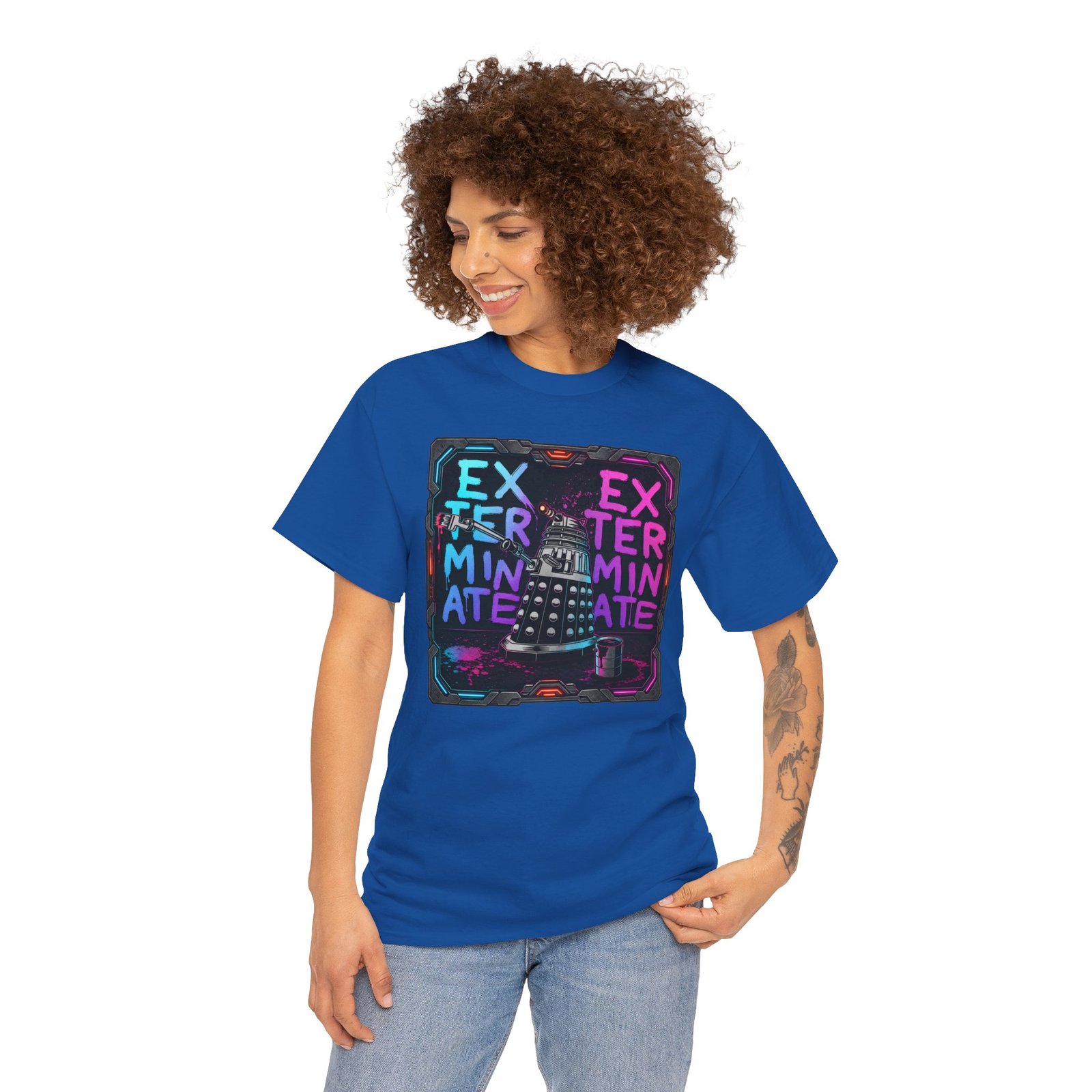 Exterminate! - Unisex T-Shirt – Retro Sci-Fi - Robot Graffiti Art - Image 12