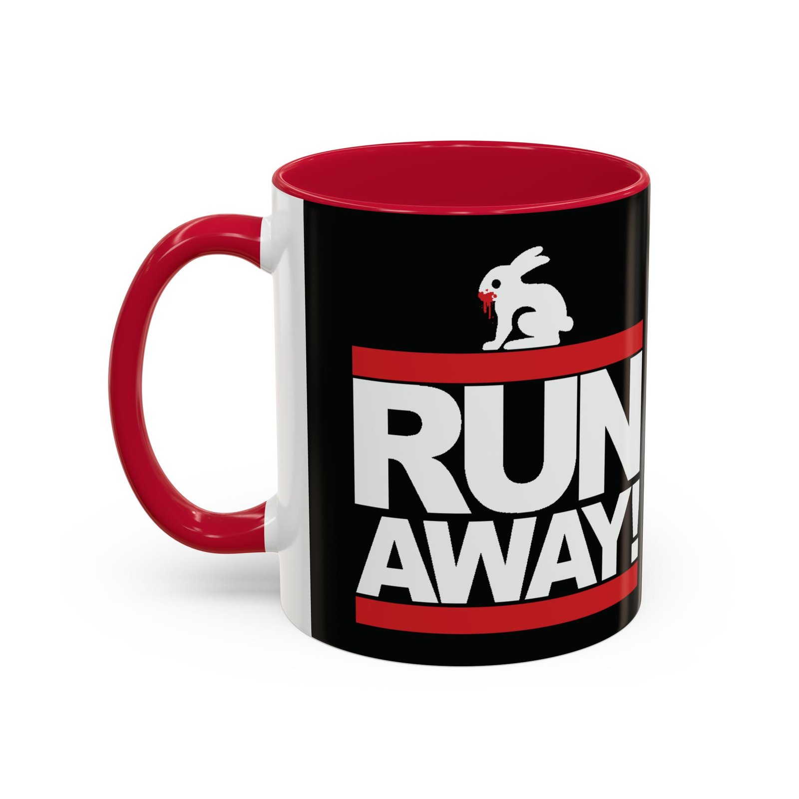 Run Away! Killer Rabbit – Color Accent Mug – Monty Python – Retro Hip-Hop Style