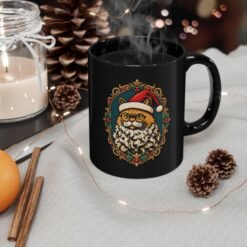Santa Claws – Black Mug – Meowy and Bright - Image 4