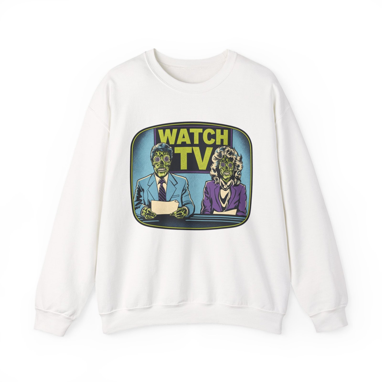 Watch TV - Unisex Sweatshirt – They Live, Alien News - Retro Sci-Fi - Dystopian - Image 14