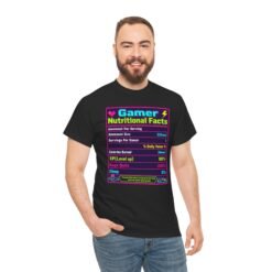 Gamer Nutrition Facts - Unisex T-Shirt – Powered by Snacks, Skill and Respawns - Image 3