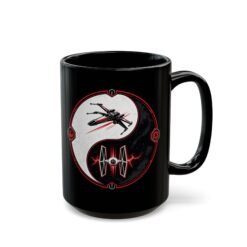 Balance of the Force – Black Mug – Yin Yang Galactic Starfighter Design - Image 8