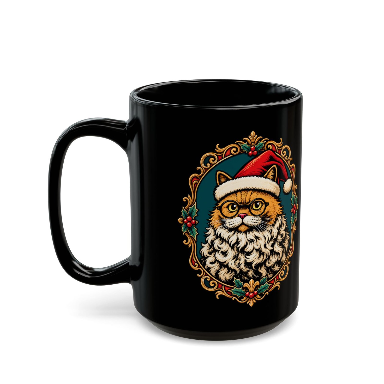 Santa Claws – Black Mug – Meowy and Bright - Image 8